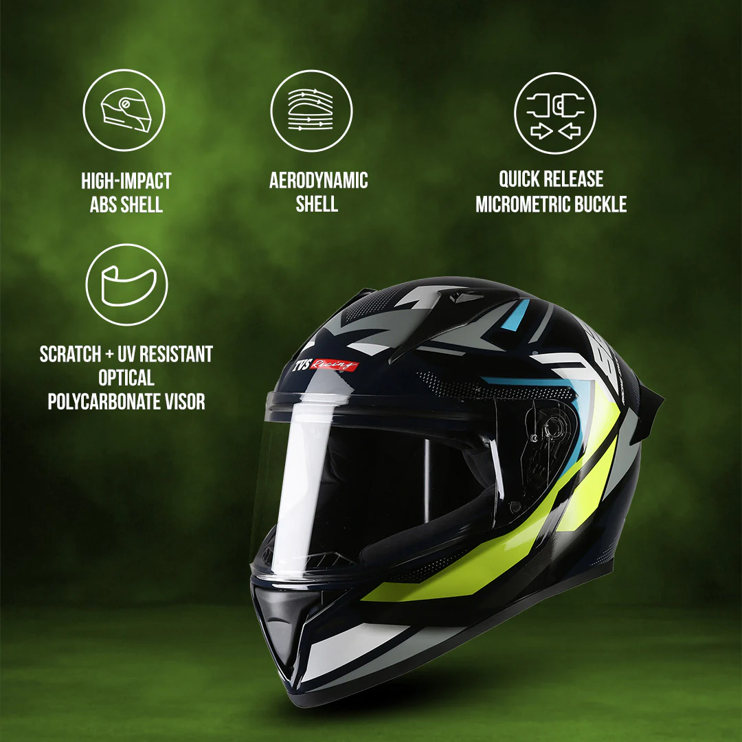 TVS Racing Titan Series Full Face Helmet for Men | Premium Bike Helmets with ABS Shell, UV Paint | Quick Release System | Aerodynamic Design | DOT & ISI Certified - Image 16