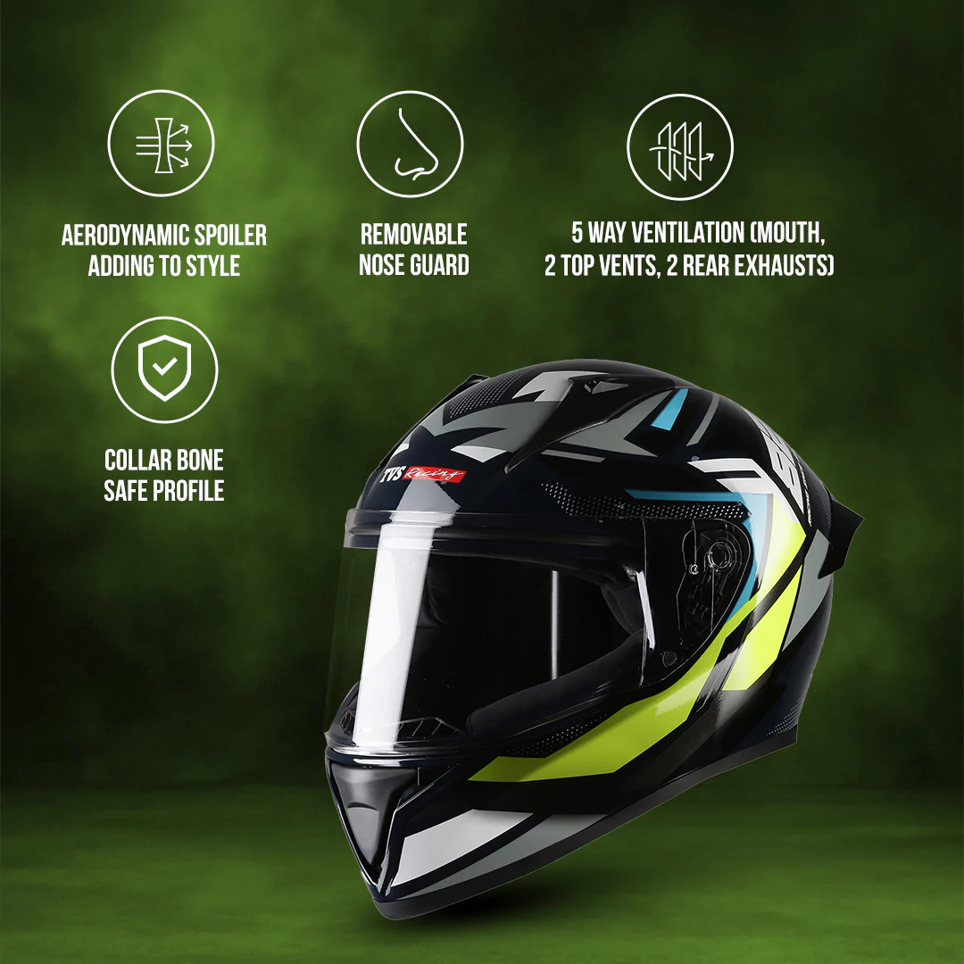 TVS Racing Titan Series Full Face Helmet for Men | Premium Bike Helmets with ABS Shell, UV Paint | Quick Release System | Aerodynamic Design | DOT & ISI Certified - Image 17