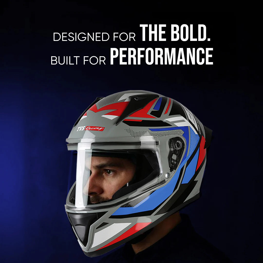 TVS Racing Titan Series Full Face Helmet for Men | Premium Bike Helmets with ABS Shell, UV Paint | Quick Release System | Aerodynamic Design | DOT & ISI Certified - Image 2