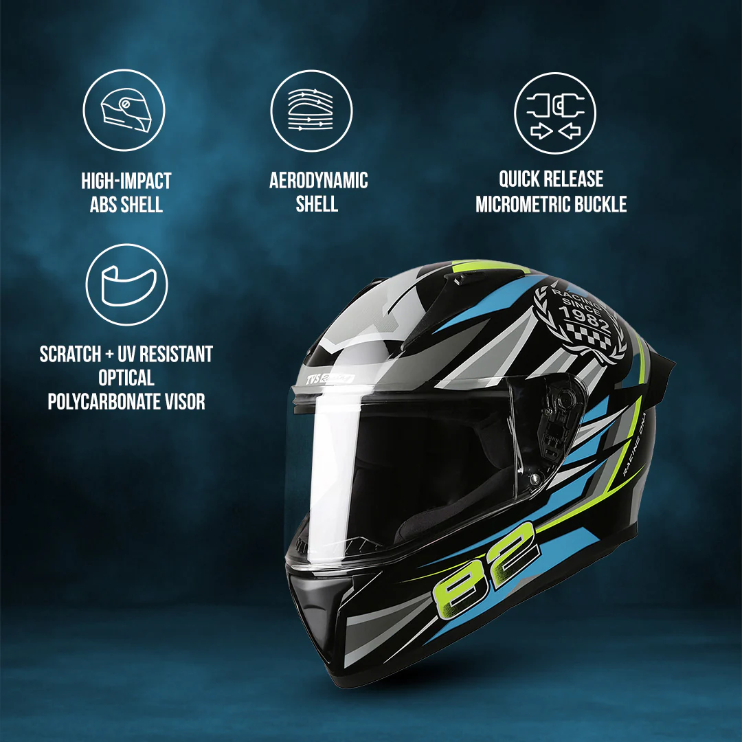 TVS Racing Titan Series Full Face Helmet for Men | Premium Bike Helmets with ABS Shell, UV Paint | Quick Release System | Aerodynamic Design | DOT & ISI Certified - Image 28