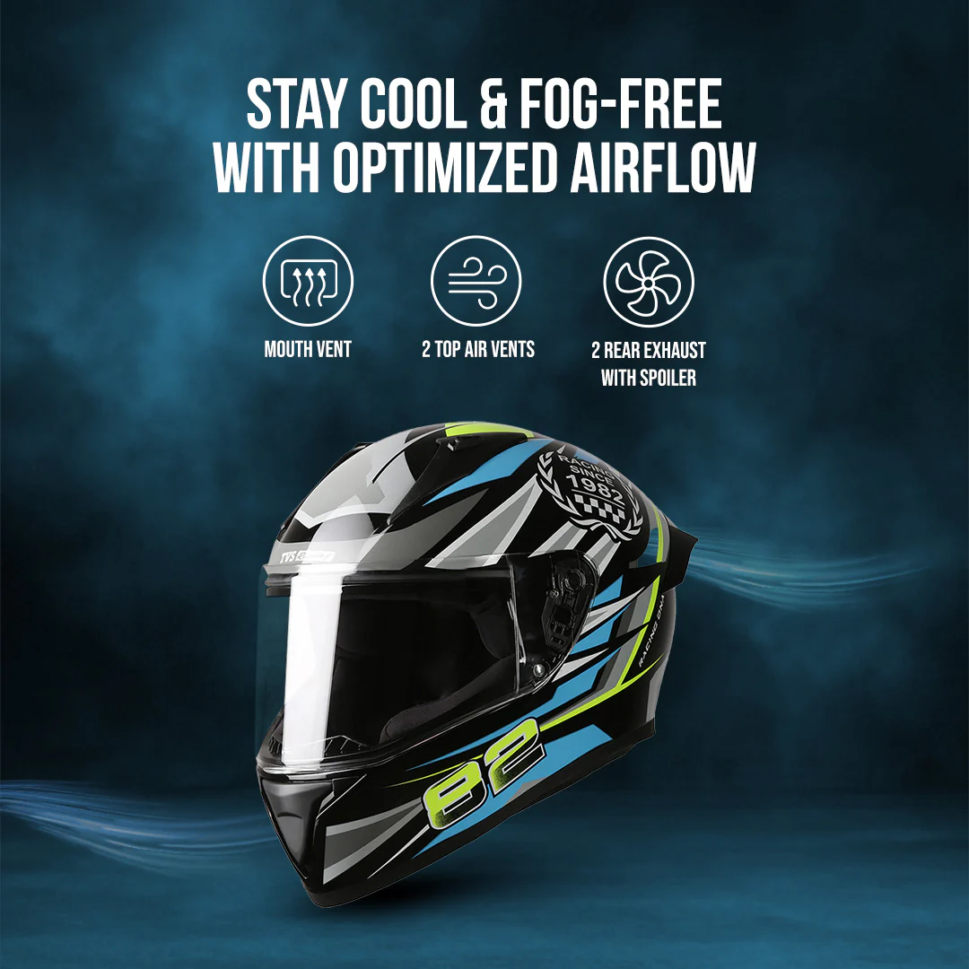 TVS Racing Titan Series Full Face Helmet for Men | Premium Bike Helmets with ABS Shell, UV Paint | Quick Release System | Aerodynamic Design | DOT & ISI Certified - Image 31