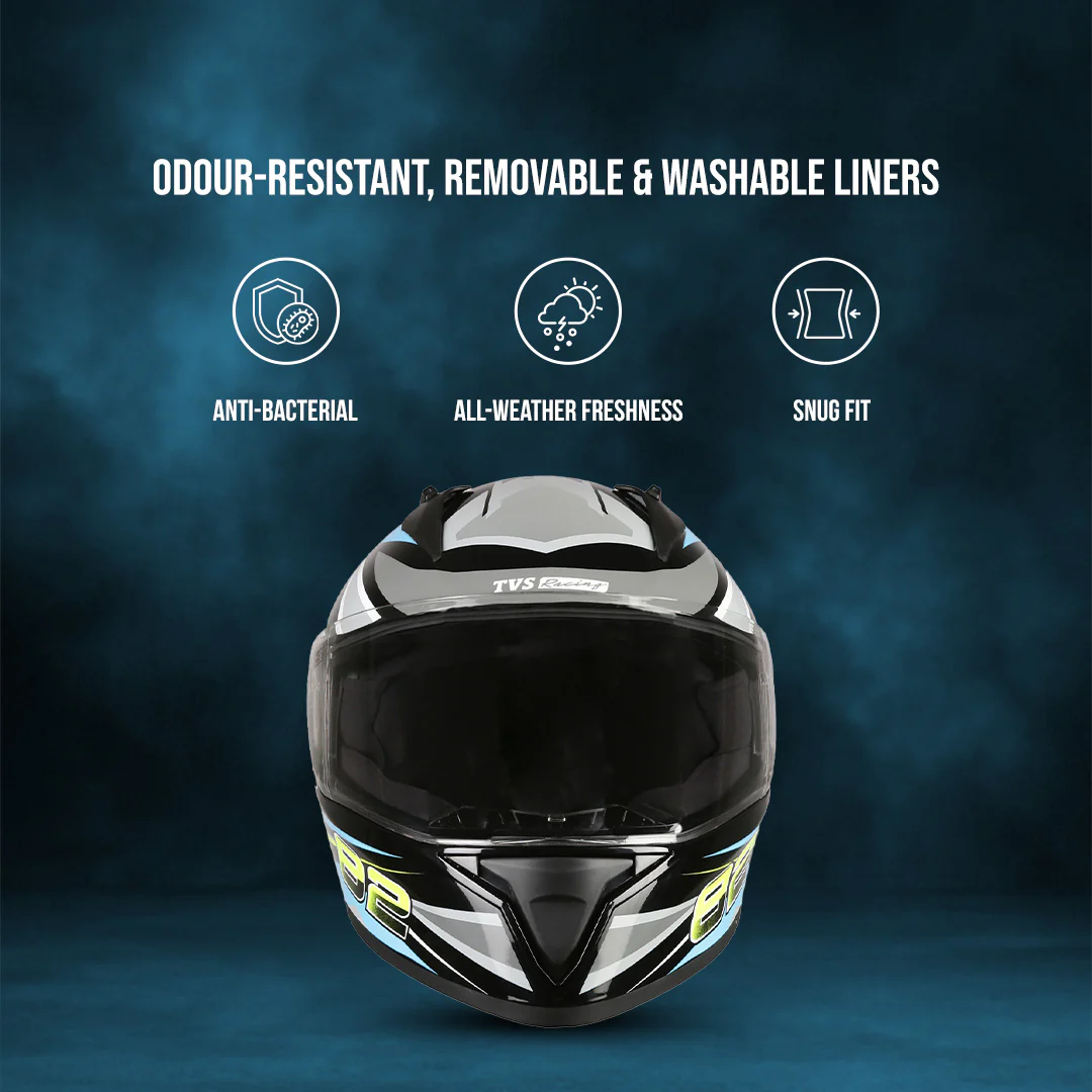 TVS Racing Titan Series Full Face Helmet for Men | Premium Bike Helmets with ABS Shell, UV Paint | Quick Release System | Aerodynamic Design | DOT & ISI Certified - Image 32