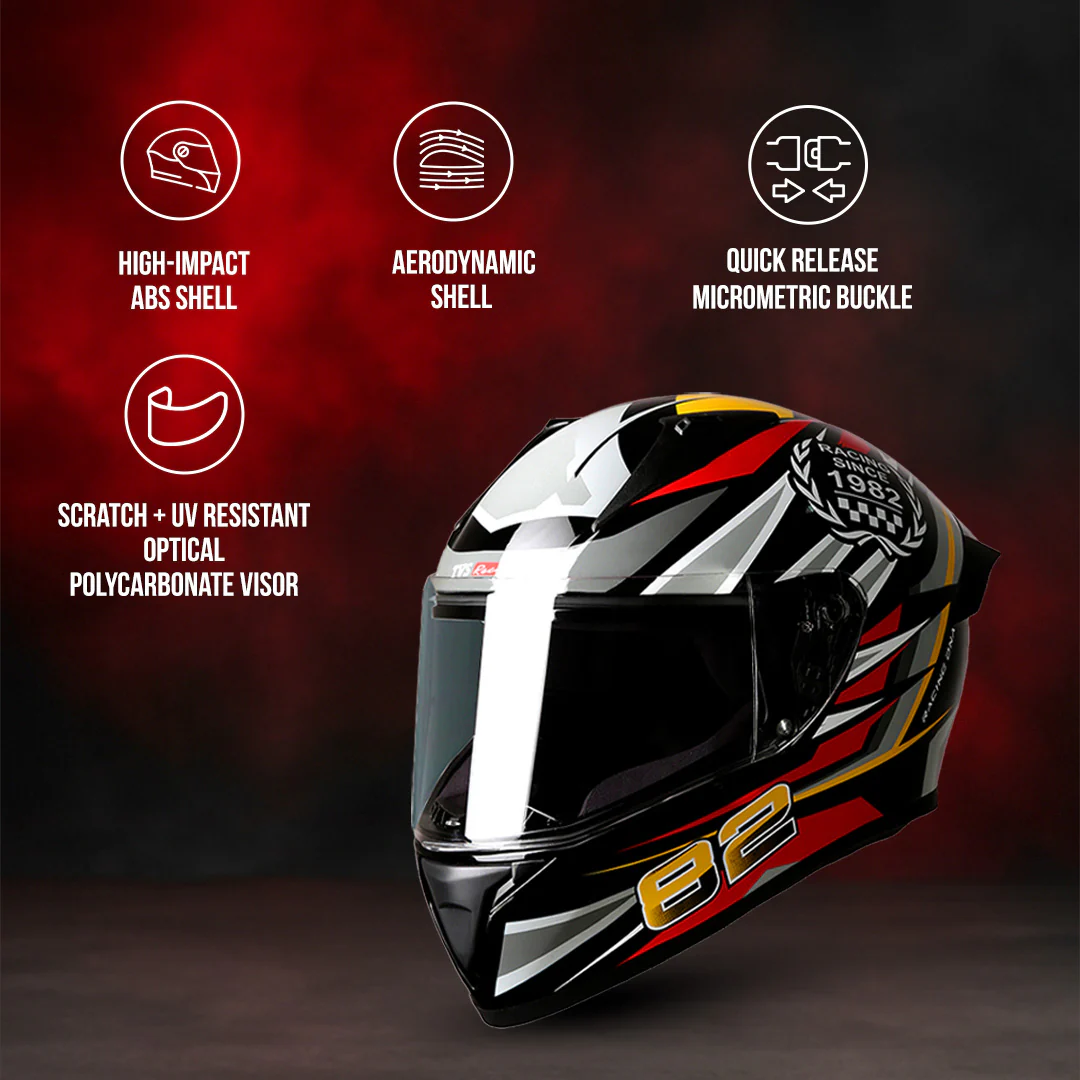 TVS Racing Titan Series Full Face Helmet for Men | Premium Bike Helmets with ABS Shell, UV Paint | Quick Release System | Aerodynamic Design | DOT & ISI Certified - Image 40