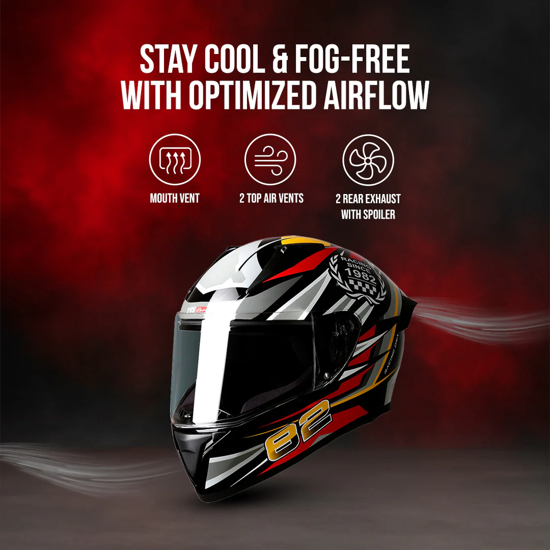 TVS Racing Titan Series Full Face Helmet for Men | Premium Bike Helmets with ABS Shell, UV Paint | Quick Release System | Aerodynamic Design | DOT & ISI Certified - Image 43