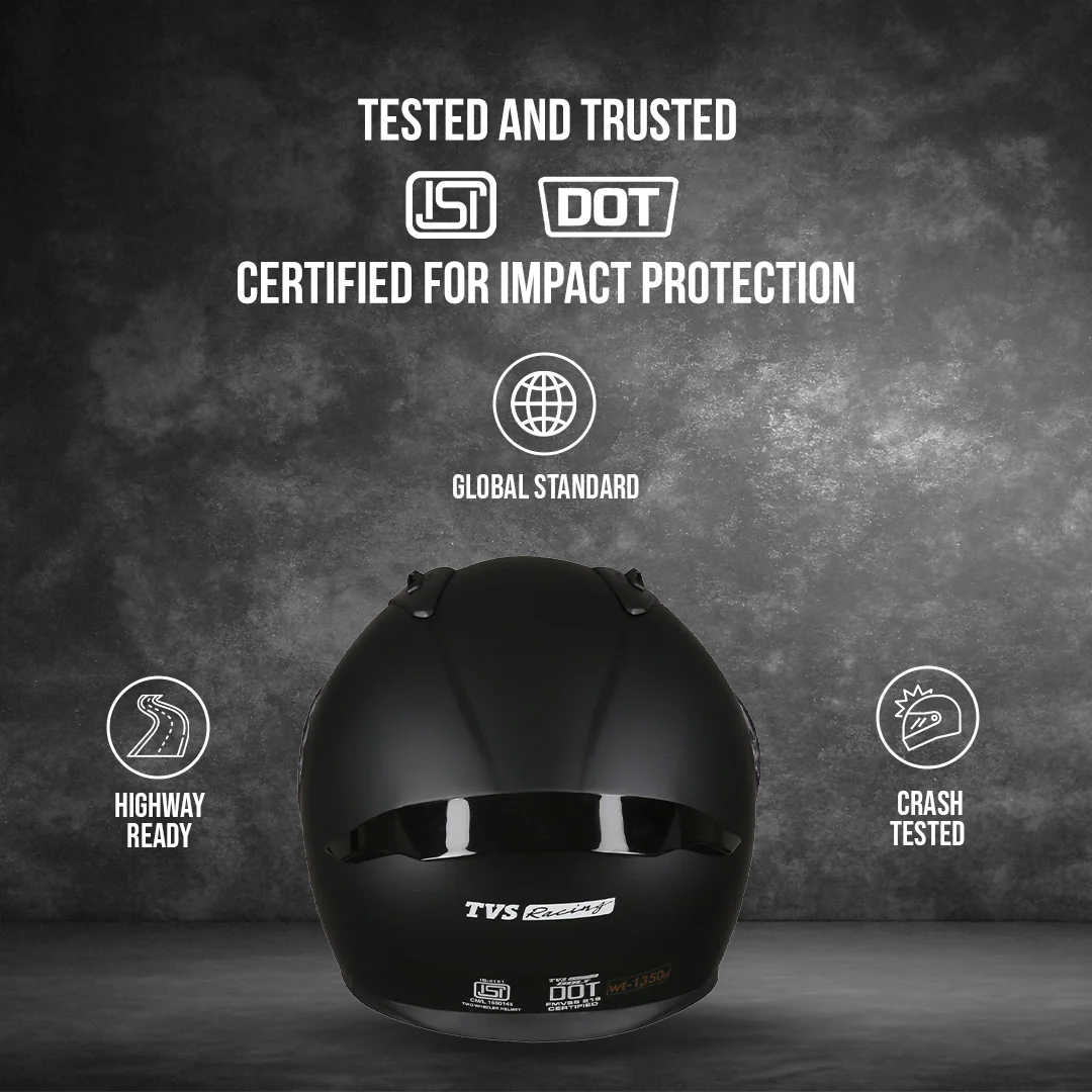 TVS Racing Titan Series Full Face Helmet for Men | Premium Bike Helmets with ABS Shell, UV Paint | Quick Release System | Aerodynamic Design | DOT & ISI Certified - Image 54