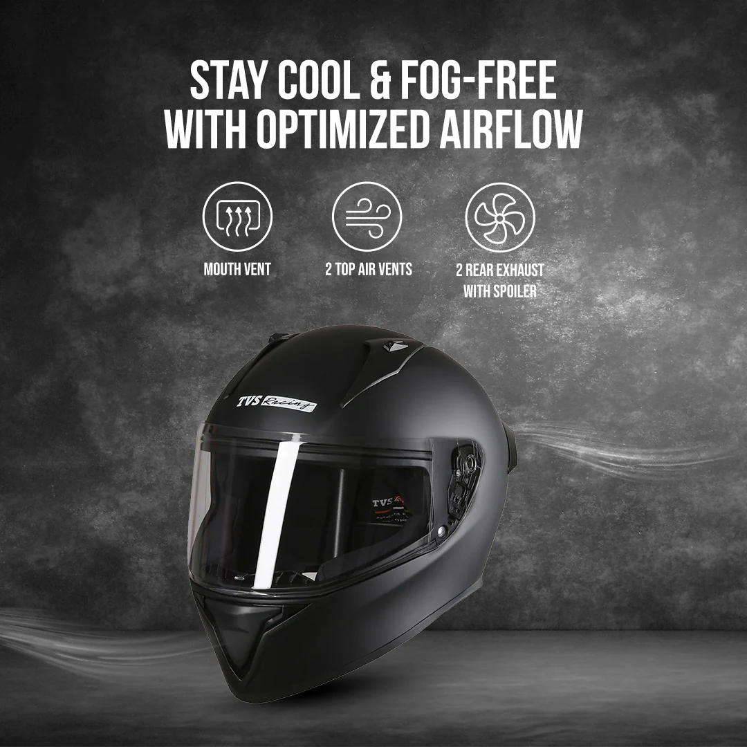 TVS Racing Titan Series Full Face Helmet for Men | Premium Bike Helmets with ABS Shell, UV Paint | Quick Release System | Aerodynamic Design | DOT & ISI Certified - Image 55