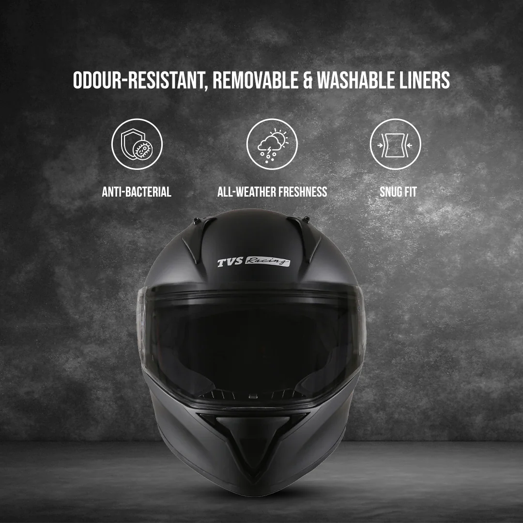 TVS Racing Titan Series Full Face Helmet for Men | Premium Bike Helmets with ABS Shell, UV Paint | Quick Release System | Aerodynamic Design | DOT & ISI Certified - Image 56