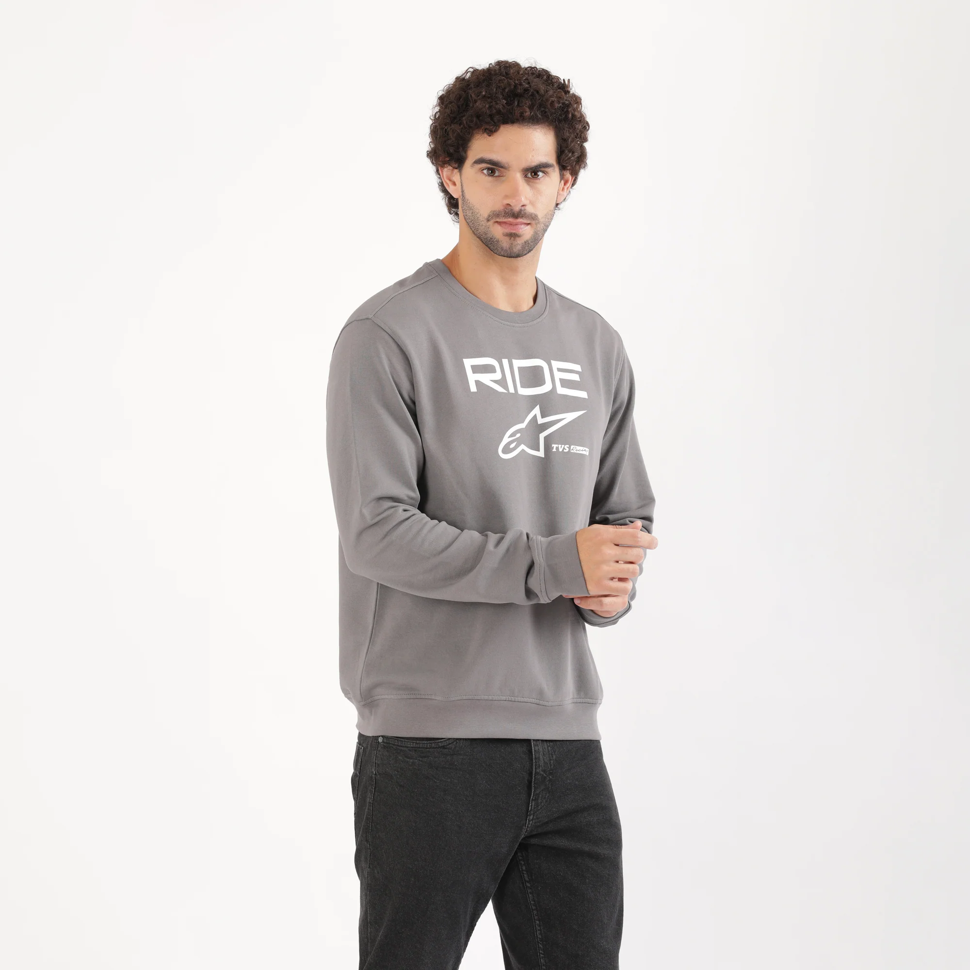 TVS Racing x Alpinestars Crew Neck Pullover Sweatshirt – 100% Cotton French Terry, Ultra-Soft Comfort, Breathable Anti-Odor Fabric, Ribbed Hem & Sleeves for Premium Fit & Style - Image 11