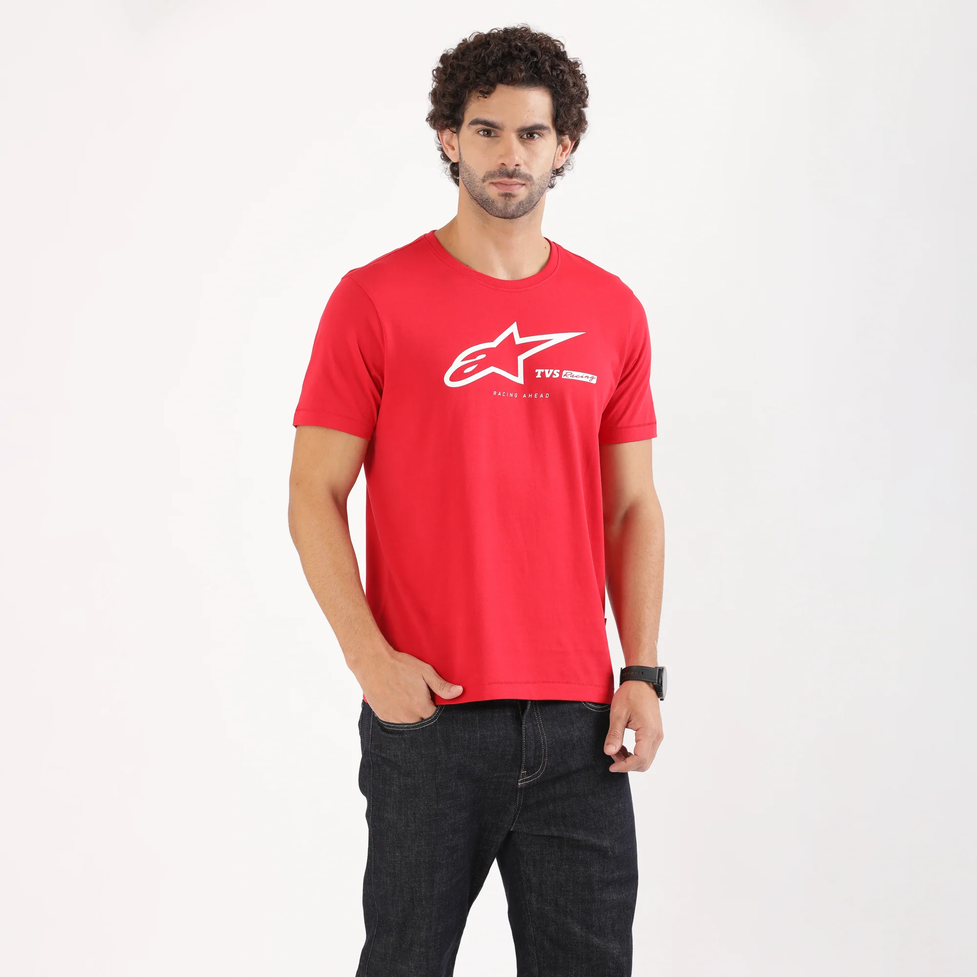TVS Racing x Alpinestars Crew Neck T-Shirt-100% Soft Combed Cotton, Breathable & Anti-Microbial Fabric, Non-PVC Print, No-Chafe Skin-Friendly Comfort for Racing & Casual Everyday Wear - Image 7