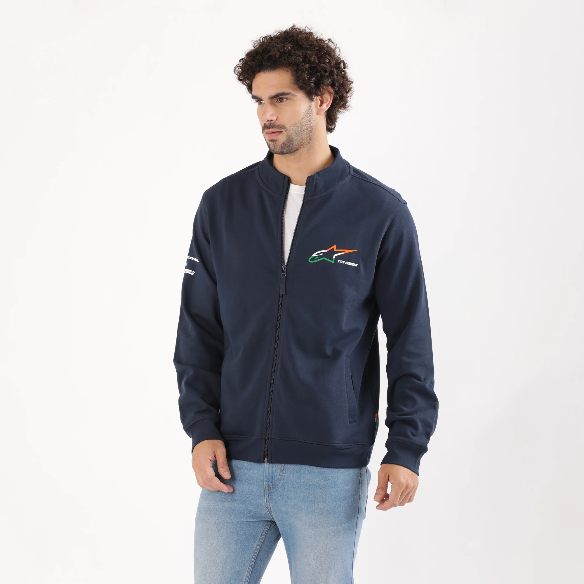 TVS Racing x Alpinestars High Neck Sweatshirt – 100% Cotton French Terry, Ultra-Soft Comfort, Breathable Anti-Odor Fabric, YKK Zipper, Ribbed Hem, Utility Pockets & Stylish Rider Look - Image 4