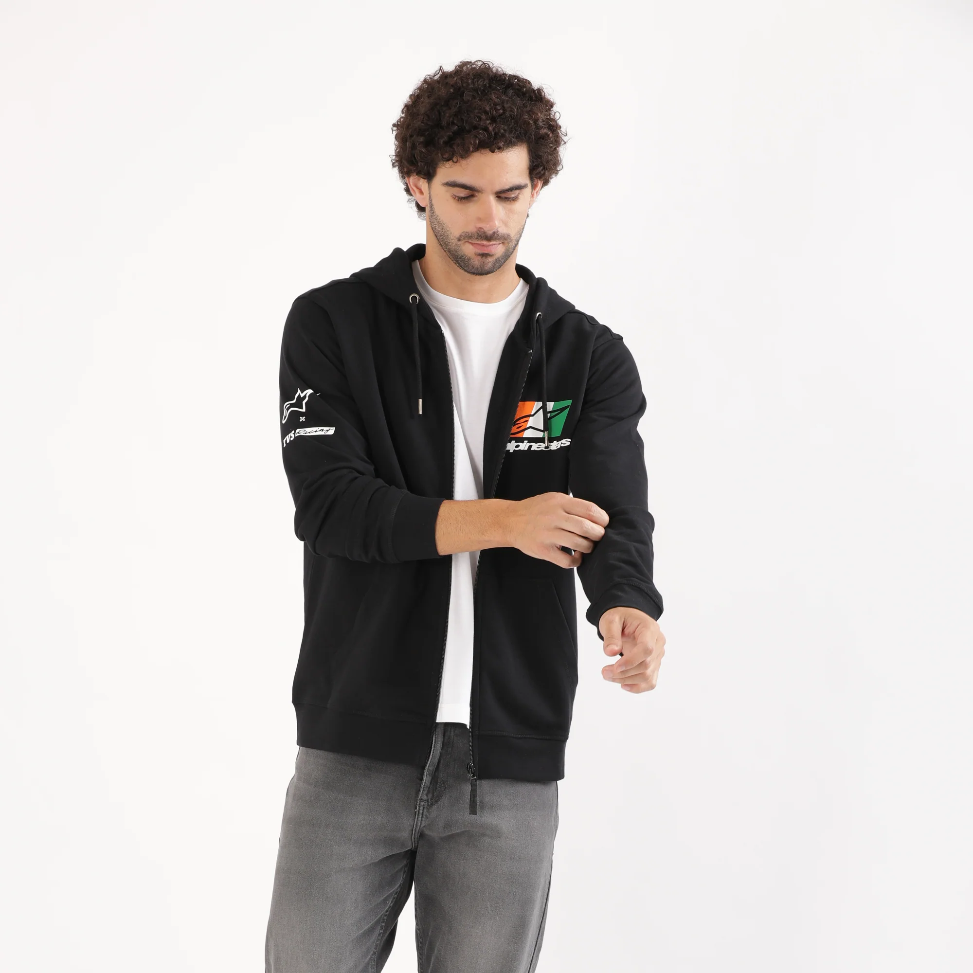 TVS Racing x Alpinestars Hooded Sweatshirt – 100% Cotton French Terry, Ultra-Soft Comfort, Breathable Anti-Odor Fabric, YKK Zipper, Kangaroo Pocket, Ribbed Hem & Stylish Streetwear Look - Image 10