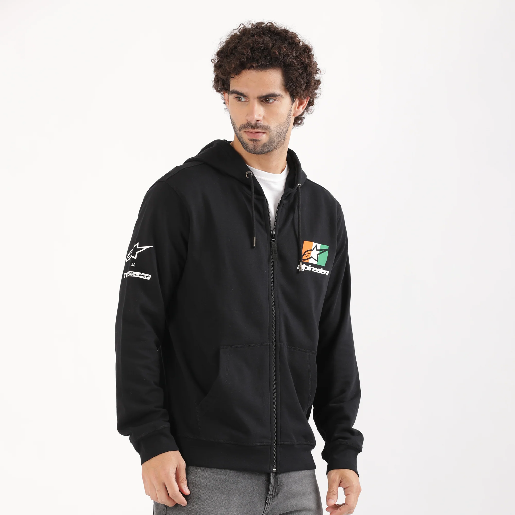 TVS Racing x Alpinestars Hooded Sweatshirt – 100% Cotton French Terry, Ultra-Soft Comfort, Breathable Anti-Odor Fabric, YKK Zipper, Kangaroo Pocket, Ribbed Hem & Stylish Streetwear Look - Image 11
