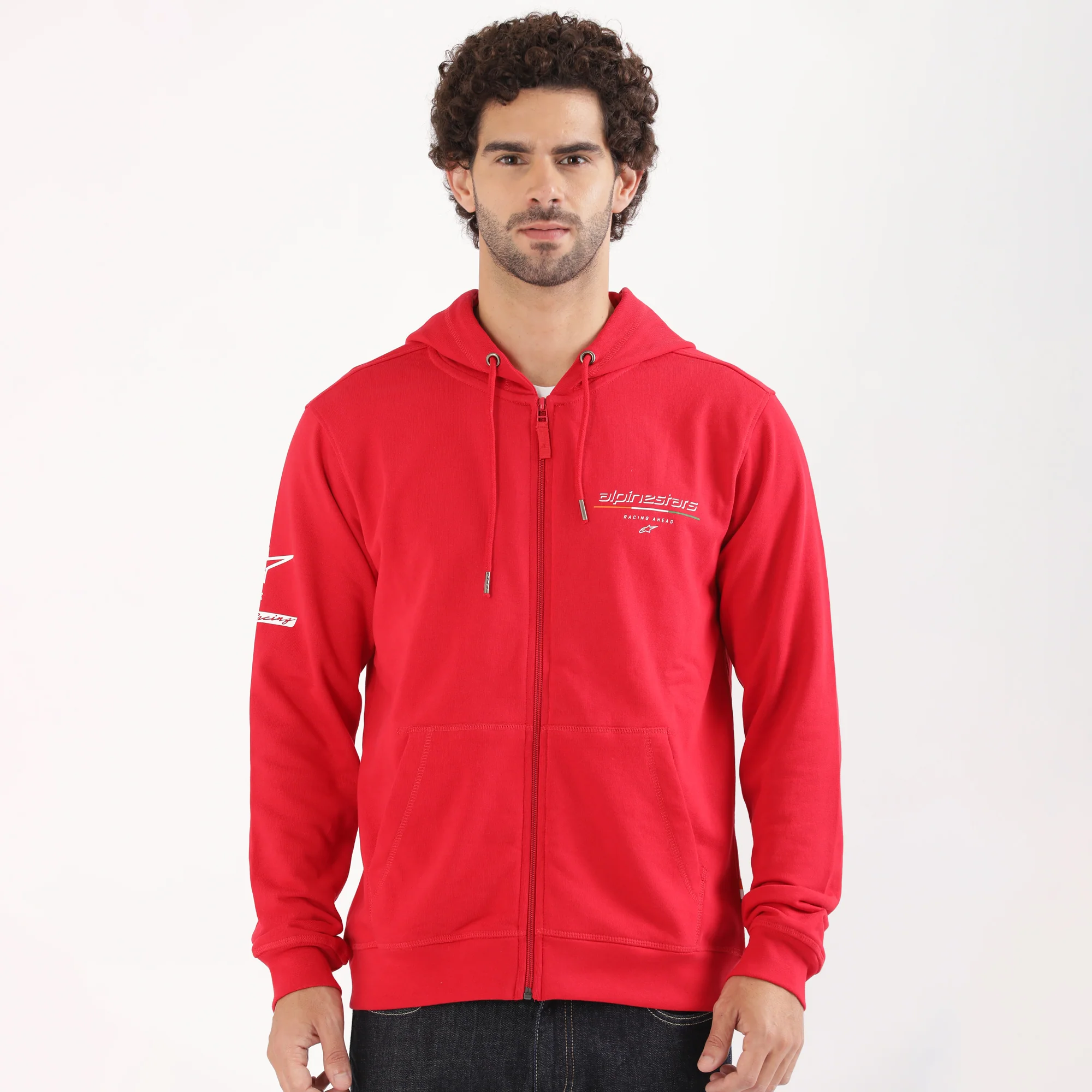 TVS Racing x Alpinestars Hooded Sweatshirt – 100% Cotton French Terry, Ultra-Soft Comfort, Breathable Anti-Odor Fabric, YKK Zipper, Kangaroo Pocket, Ribbed Hem & Stylish Streetwear Look - Image 3