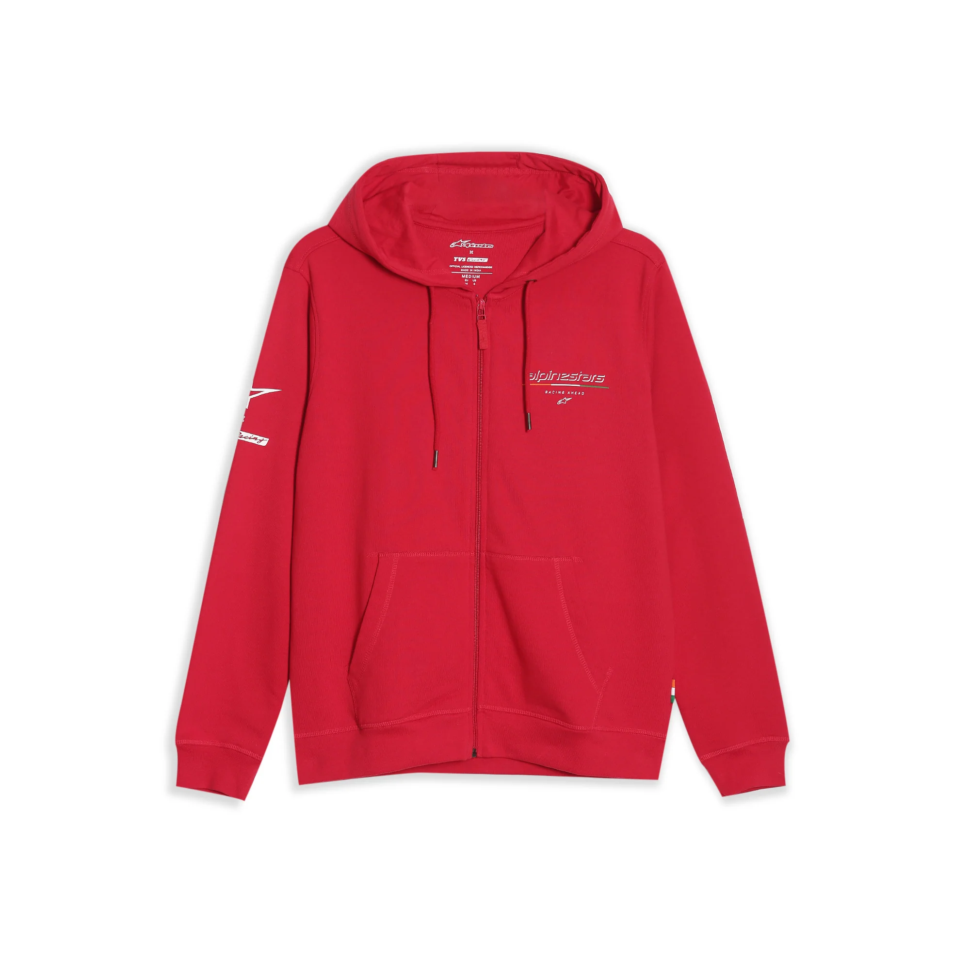 TVS Racing x Alpinestars Hooded Sweatshirt – 100% Cotton French Terry, Ultra-Soft Comfort, Breathable Anti-Odor Fabric, YKK Zipper, Kangaroo Pocket, Ribbed Hem & Stylish Streetwear Look - Image 6