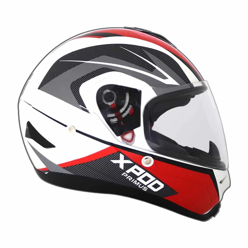 TVS XPOD Primus Helmet Single Visor White/Red - Bold Design - Image 4