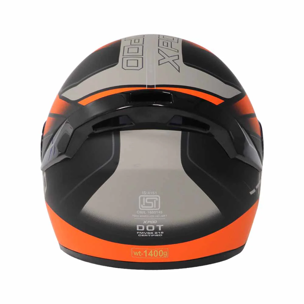 TVS XPOD Speedy Helmet White/Orange Dynamic Full-Face Protection - Image 6